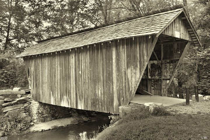 Stovall Mill Covered Bridge Black An - Lisa Wooten Photography