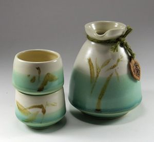 Sage Green Sake Set for Two