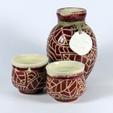 Engraved Red Sake Set