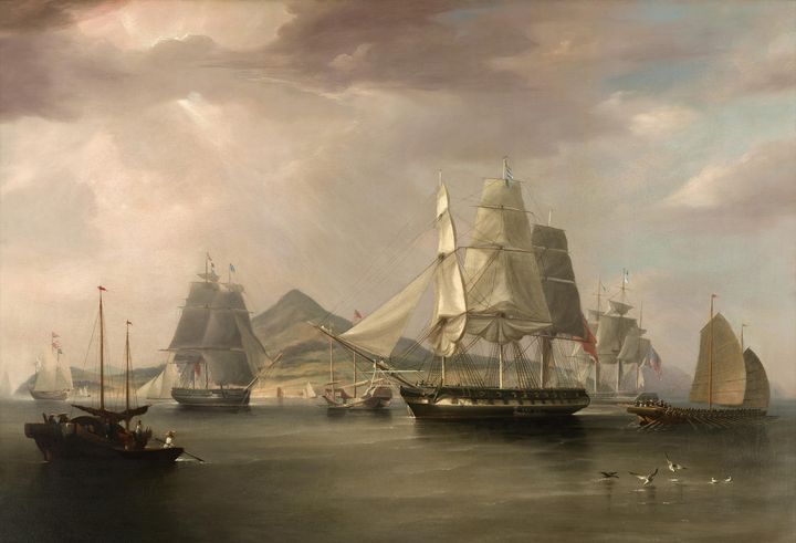 Edward Duncan~Opium ships at Lintin, - Old master