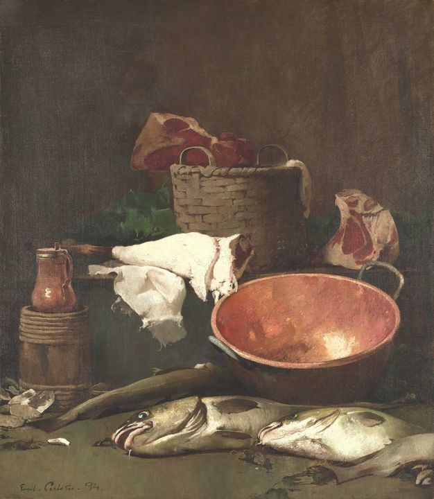 Emil Carlsen~Still Life with Fish an - Old master