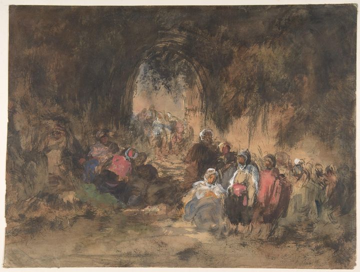 Eugenio Lucas Velázquez~Arabs Restin - Old master