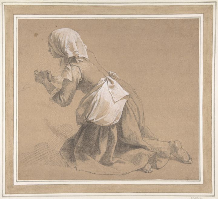 Francesco Londonio~Kneeling Milkmaid - Old master