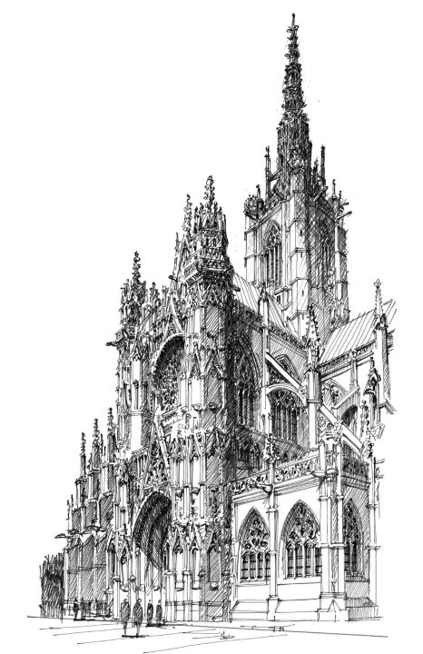 gothic church drawing