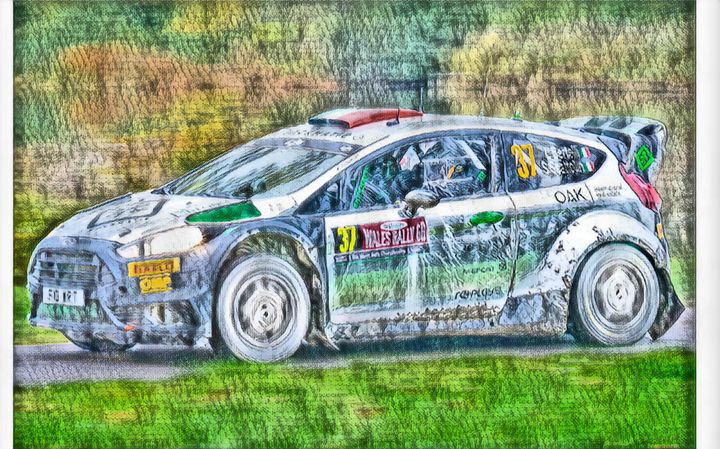 Ford Fiesta Rs Wrc Rally Car Andrew Hay Drawings Illustration Vehicles Transportation Auto Racing Other Auto Racing Artpal