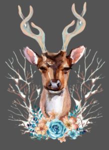 Deer And Flowers Painting