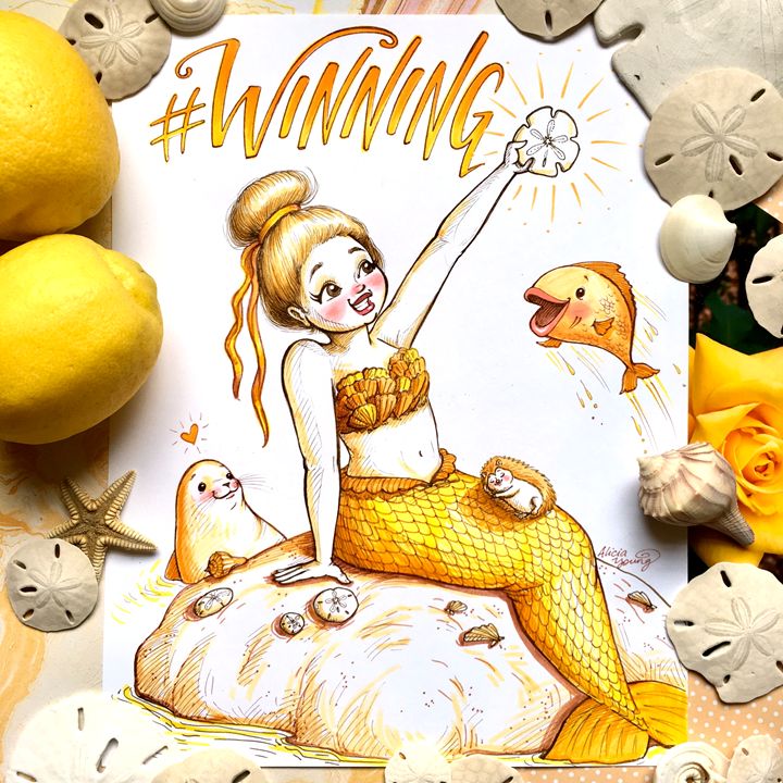 # WINNING with yellow staging - Art by Alicia Renee