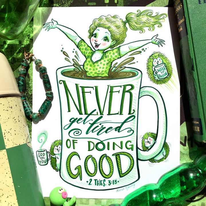 Never Get Tired_Green Staging - Art by Alicia Renee