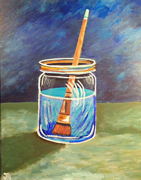 Paint Brush in Mason Jar - BrilliantColorsbyJen
