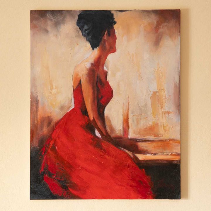 Woman in red dress oil painting Filip Petrovi Paintings