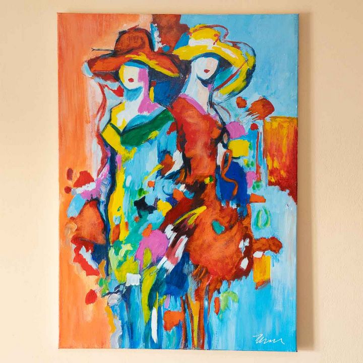 Ladies with hats oil painting - Filip Petrović - Paintings & Prints ...