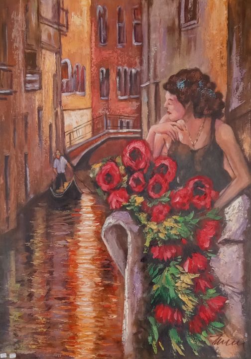 Woman in Venice oil painting - Filip Petrović - Paintings & Prints ...