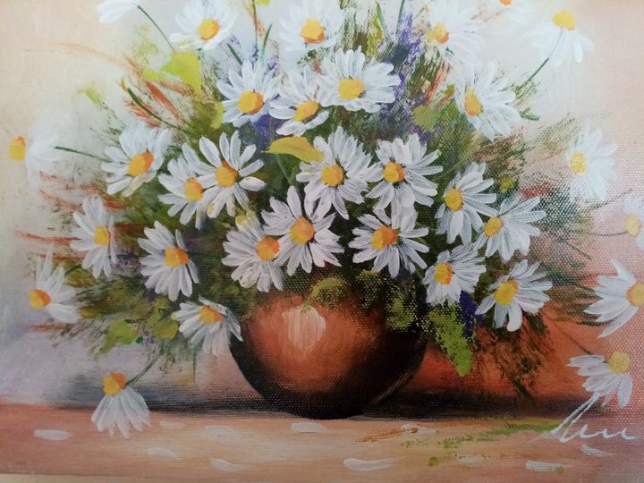 Daisies acrylic painting on canvas Filip Petrovi Paintings