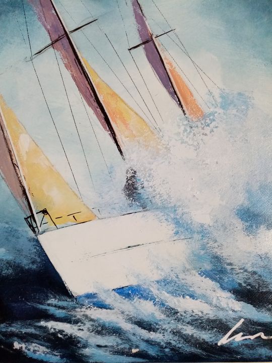 Sailing boat acrylic painting Filip Petrović Paintings & Prints