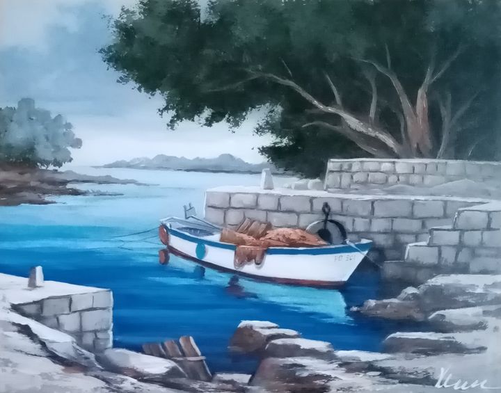 Fishermen oil painting on canvas - Filip Petrović - Paintings