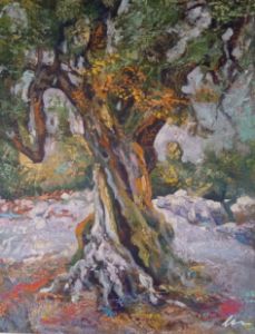 An old tree oil painting on canvas