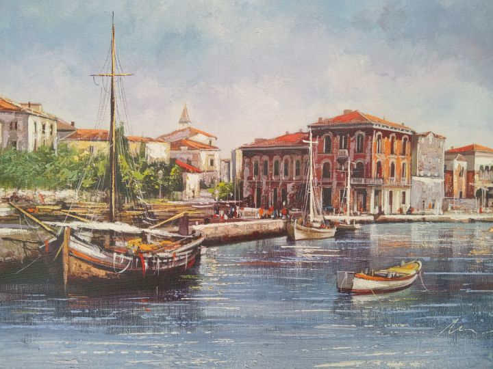 Porec old port acrylic painting - Filip Petrović - Paintings