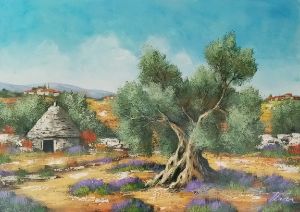Olive trees and stone cottage 2