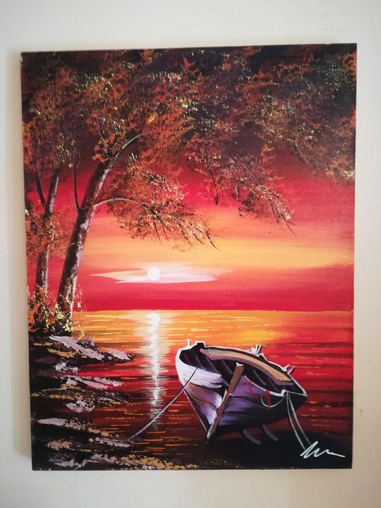 Sunset acrylic painting on canvas - Filip Petrović - Paintings & Prints,  Landscapes & Nature, Skyscapes, Sunrise & Sunset - ArtPal