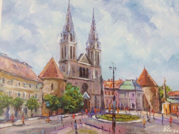 Zagreb Cathedral painting on canvas - Filip Petrović - Paintings