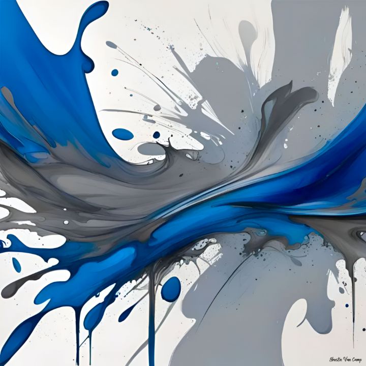 Abstract Blues and Grays Ghostin Van Camp Digital Art, Abstract