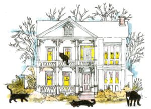 Black Cats At 2 Story Victorian Home - Don Sylvester