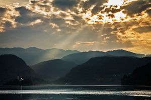 Angel rays over Lake Bled