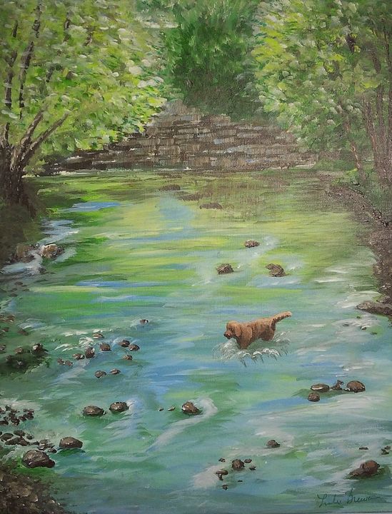 River Stones and Reflections - Suzys Art - Paintings & Prints, Landscapes &  Nature, Rivers & Creeks - ArtPal