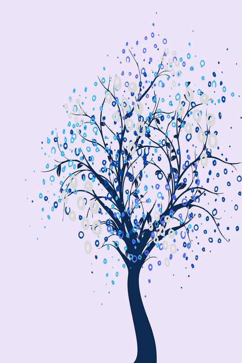Blue plum tree bloom Eternal Garden - Pyjama Ojama