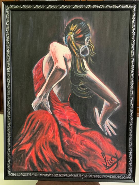 chinese dress ladies Ballerina in Red | Paint by Number | DIY Artclub