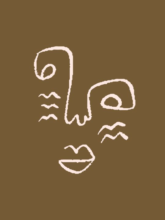 Abstract Face Brown Print - Chart Art