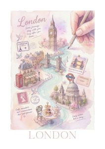 LONDON PASTEL POSTER - Chart Art - Drawings & Illustration, Buildings ...