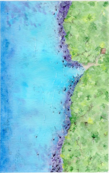 Bahamian Coral Coastline - 7 Mile Watercolors