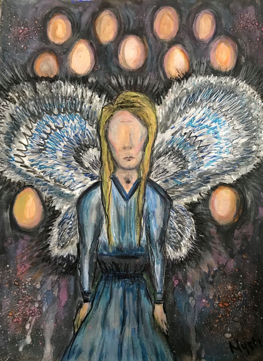 fallen angel watercolour painting - mysticladyart