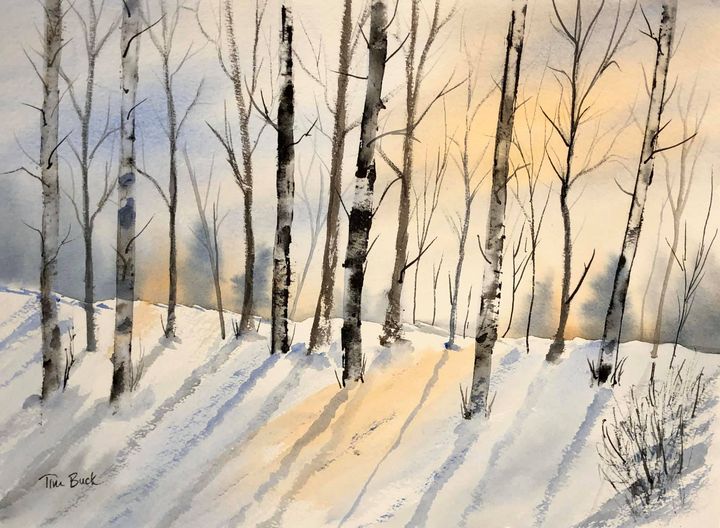 winter aspens - Guadalupe Cedars - Paintings & Prints, Landscapes ...