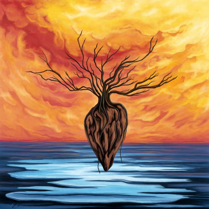 Surreal tree of life on sea sunset - Nadia Chevrel