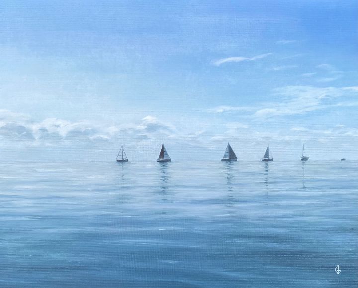 Sea landscape oil painting "Sea day" - IGraudinaArt