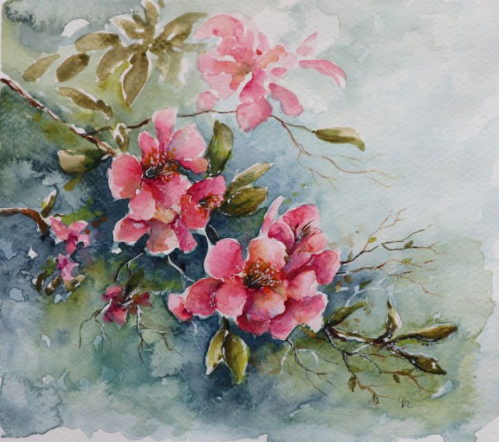 Japenese quince - Erika Kocsi watercolor