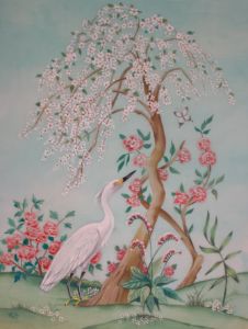 Chinoiserie on silk material