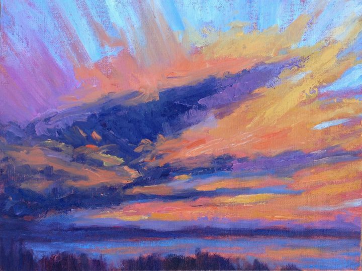 Butterfly Wing Sunset - Elena Mak - Paintings & Prints, Landscapes 