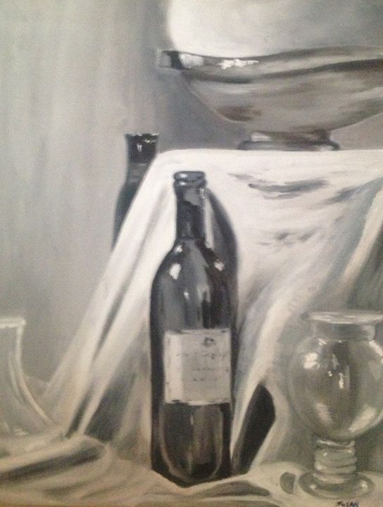 Bottles with Candle - Paint Our Days - Paintings & Prints, Still Life,  Tableware, Other Tableware - ArtPal