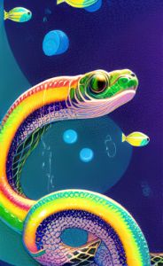 Rainbow Sea Snake - DREAM - Paintings & Prints, Abstract Rainbow Sea Snake - DREAM - Paintings & Prints, Abstract