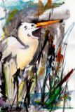 Great Egret Watercolors and Ink
