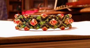 Roses and Leaves painted bracelet