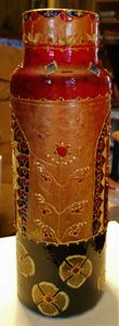 hand painted vase with Indian motifs