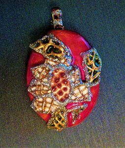 pink painted Indian pendant - indianArtOnCanvas