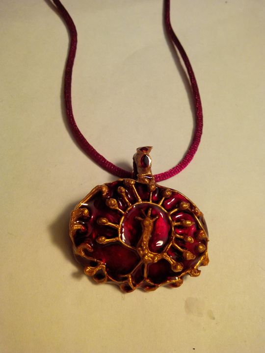 peacock - Indian painted pendant - indianArtOnCanvas