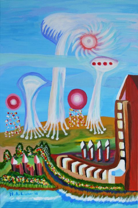 Future landscape with UFOs - Helen A. Lisher