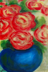 Red Roses Blue Vase II