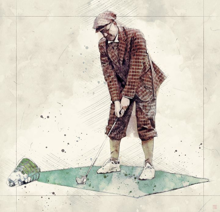 Golf Practice Watercolour - Paintings
